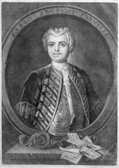 Porträt von Carlo Broschi Farinelli, italienischer Kastrat, graviert von Alexander von Haecken, 1735 von Charles Lucy